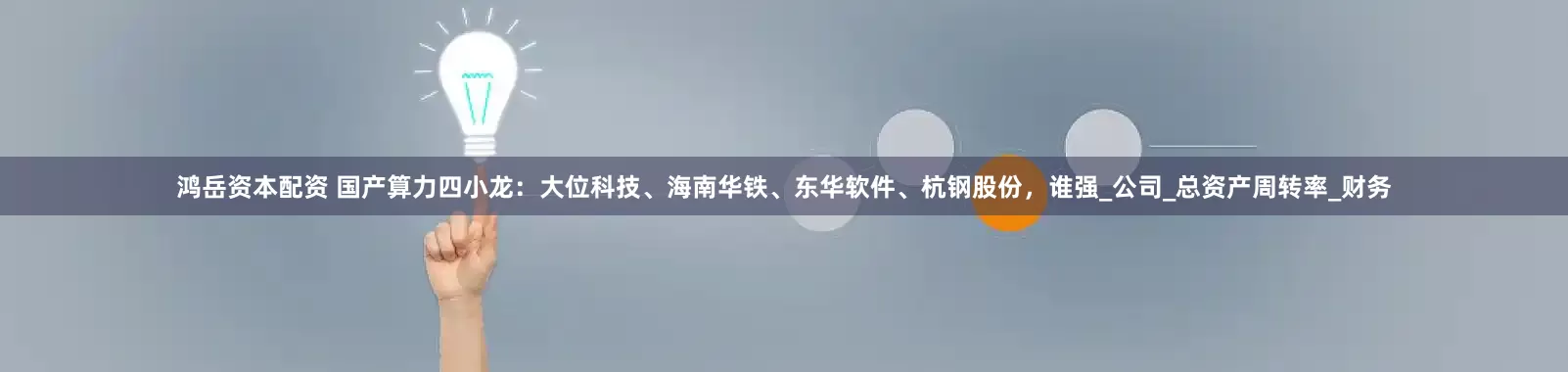 鸿岳资本配资 国产算力四小龙：大位科技、海南华铁、东华软件、杭钢股份，谁强_公司_总资产周转率_财务